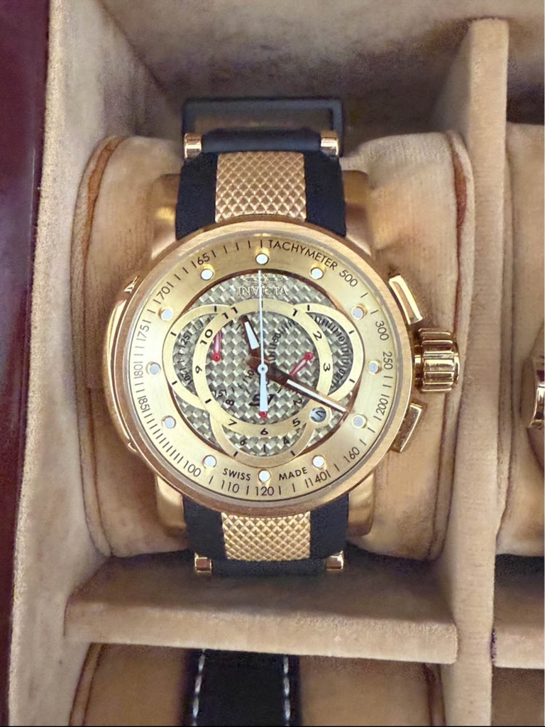 Invicta Gold And Black Chronograph Tachymeter Watch